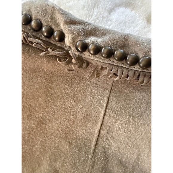 DOUBLE D RANCH  Tan Suede Leather Fringe Trim Jacket Size Large - Picture 6 of 6
